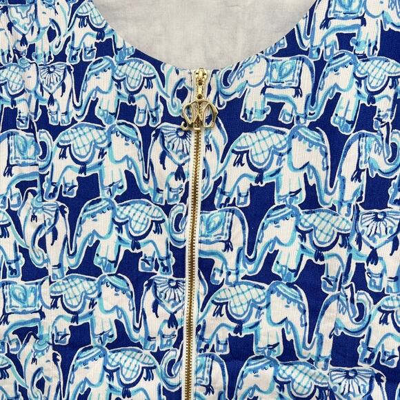 Lilly Pulitzer Cathy Dress Women's 6 Blue Shift Mini Elephant Print Classic - Picture 7 of 10